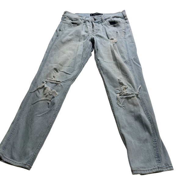 Hollister Denim - Hollister Vintage‎ Boyfriend Jeans Wms 3 /W26 Light Blue Distressed Ripped Denim